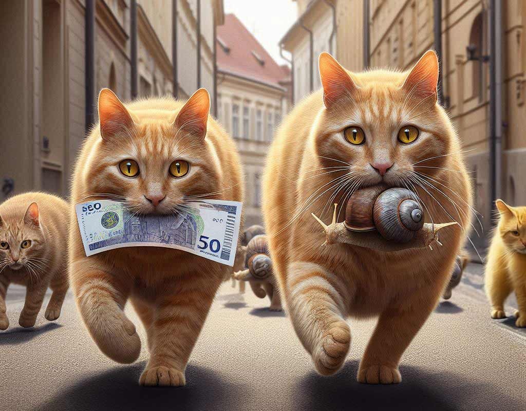 Gatos amarillos roban caracoles boxeadores